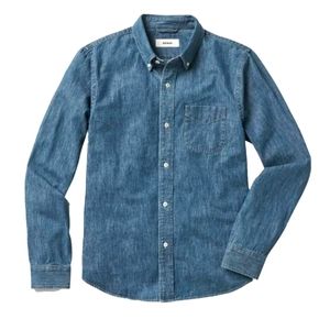 J. Khaki denim button down shirt, size M